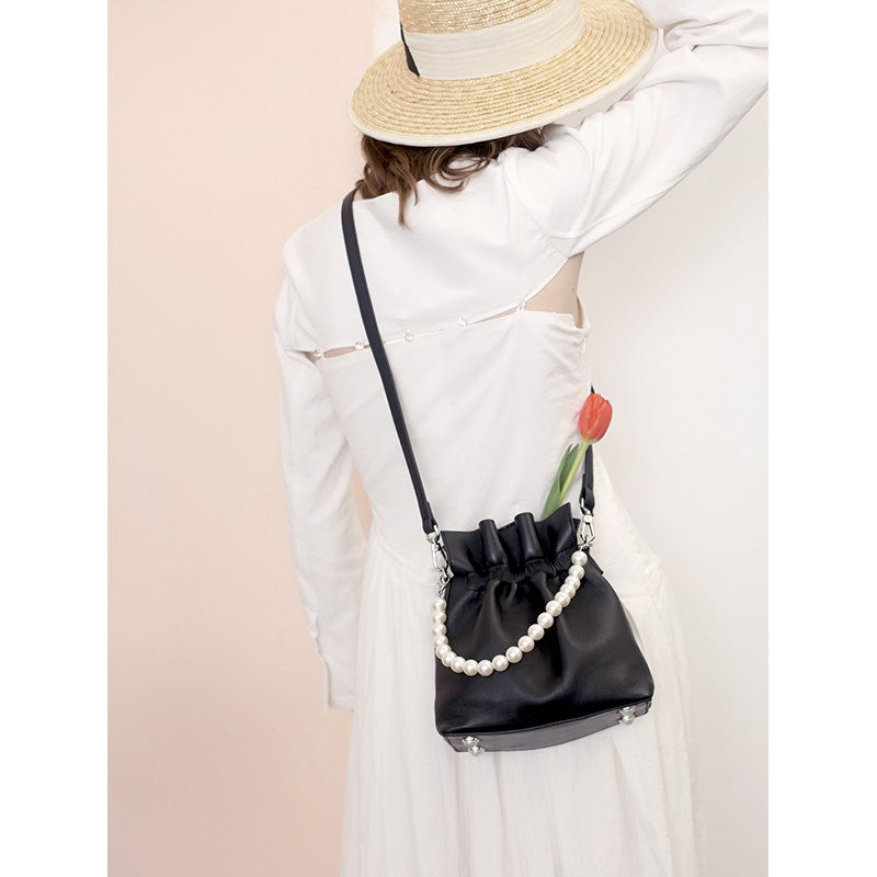 Leather bucket bag