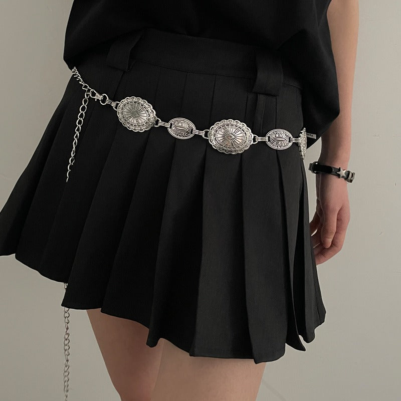 Retro Multi-element Ethnic Style Carved Chain Niche Modified Waist