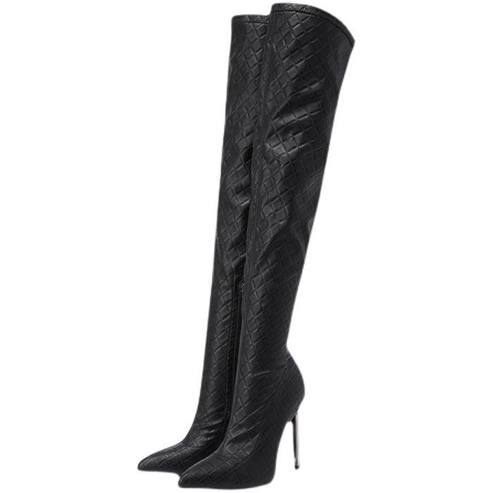 Autumn And Winter New Fine Heel With Black Slimming Stretch Over The Knee Boots