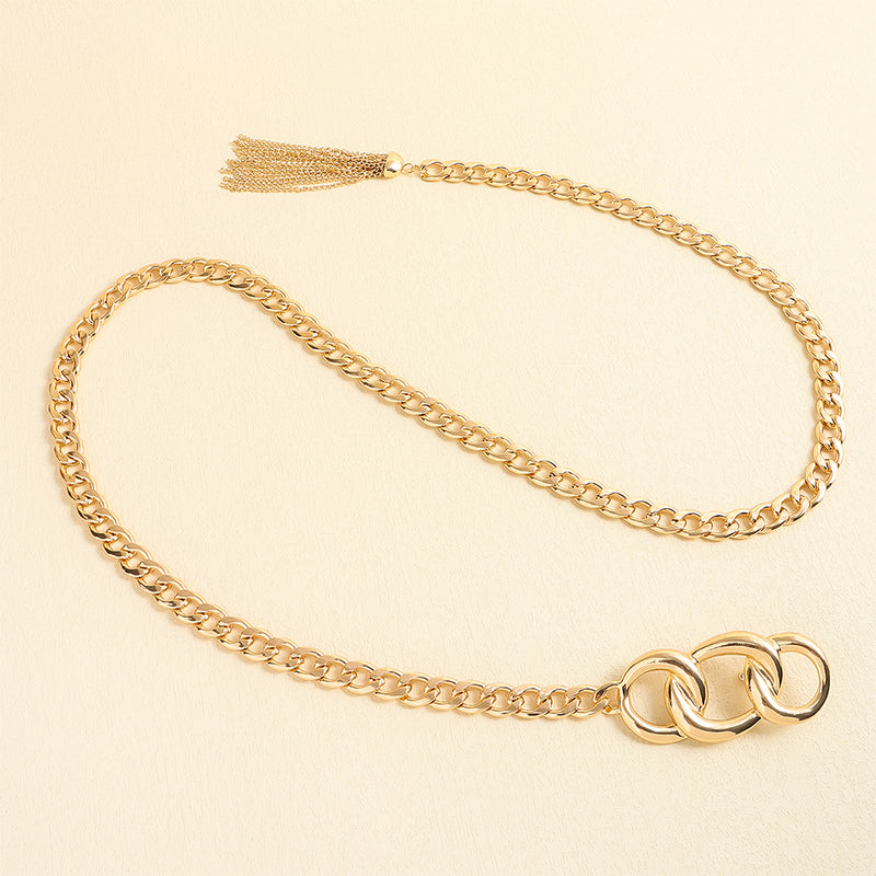 Fashion Pop Metal Waist Chain Embellished Fringe Belt Personality Women Jeans Skirt Accessory Belt