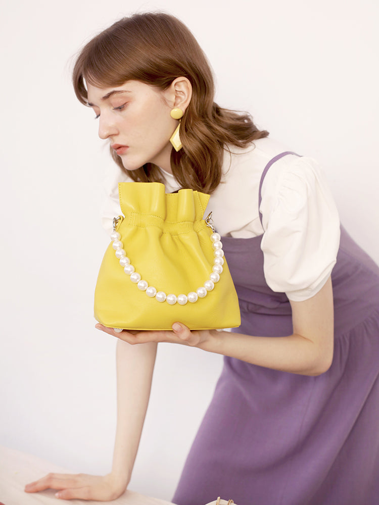 Leather bucket bag