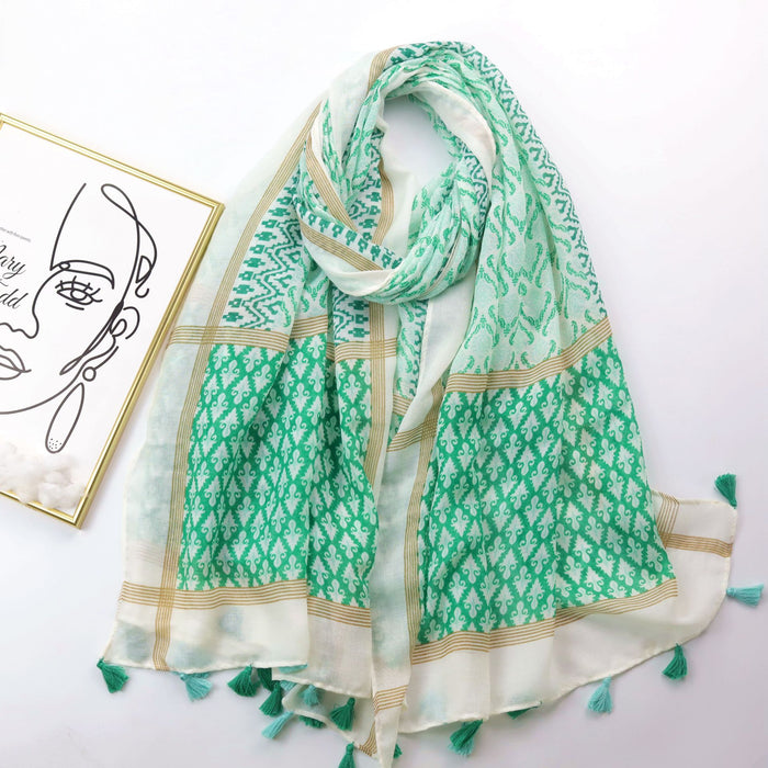 Baroque Geometric Printed Silk Scarf
