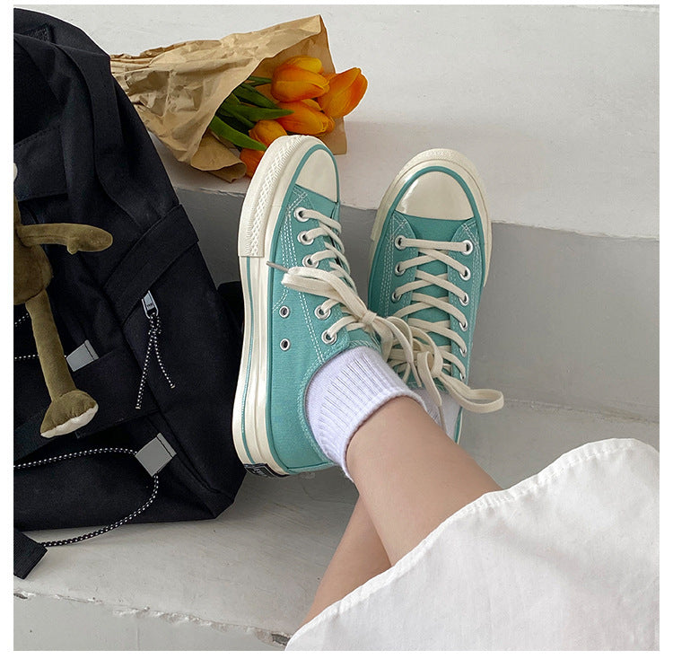 Solid Color Water Blue Canvas Shoes