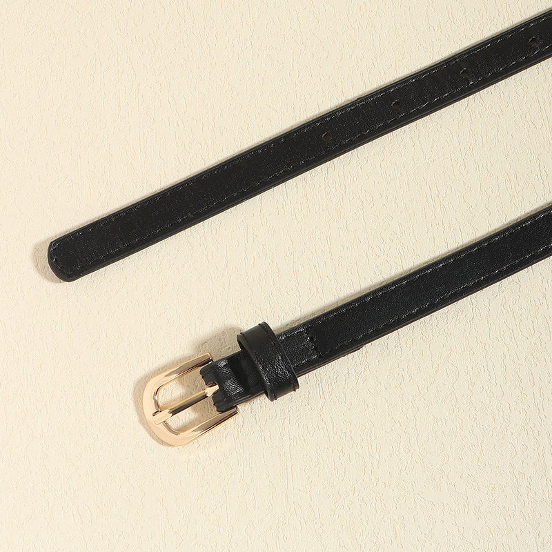 European And American Simple Women's Metal Chain Woven PU Stitching Belt Punk Versatile Simple Waist Chain