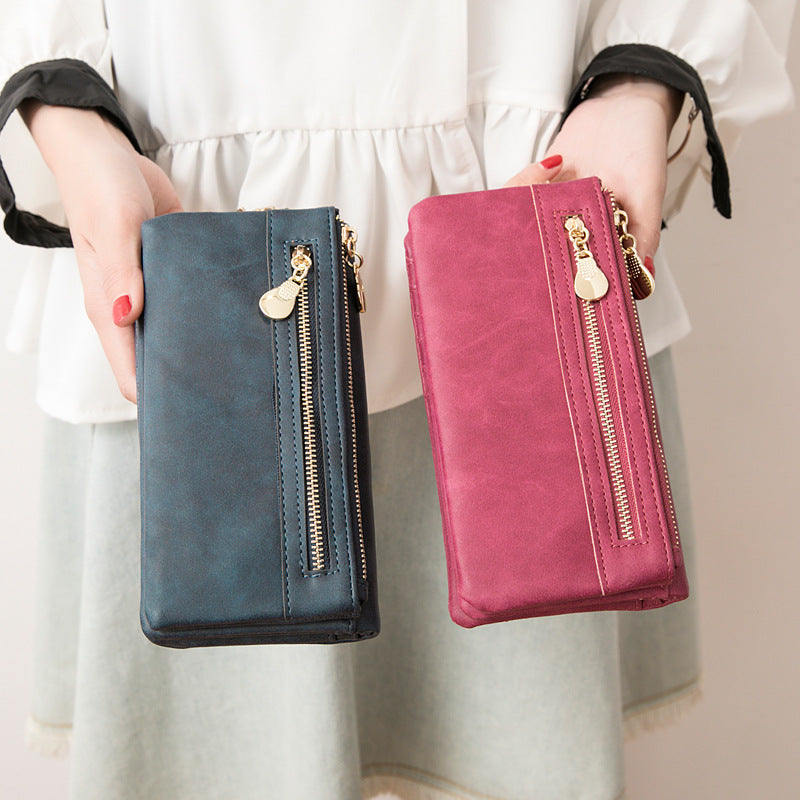 2021 new PU Ms. long purse female Korean retro Handbag Purse Hand bag one generation