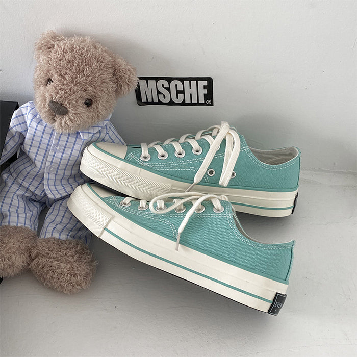 Solid Color Water Blue Canvas Shoes