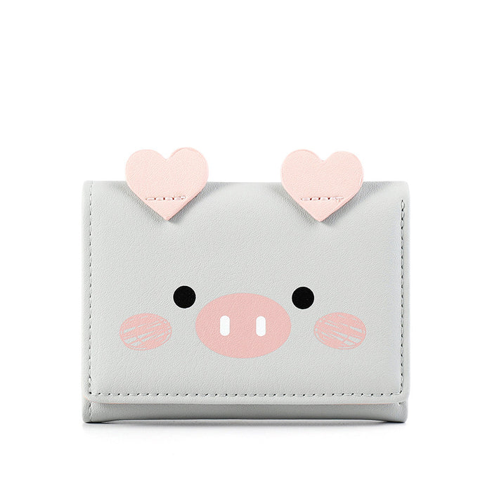 Short three-fold wallet women cartoon cute lady wallet