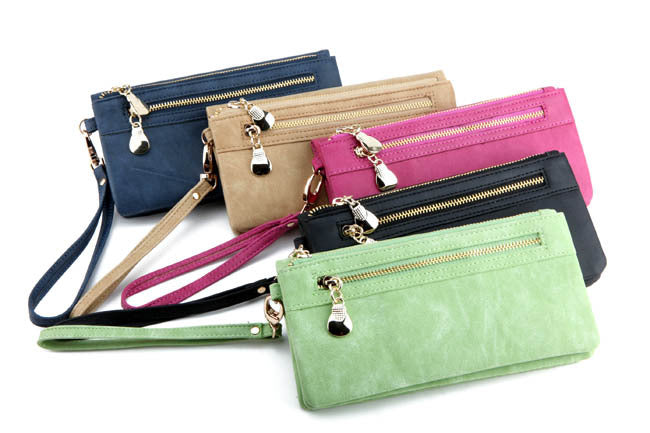 2021 new PU Ms. long purse female Korean retro Handbag Purse Hand bag one generation