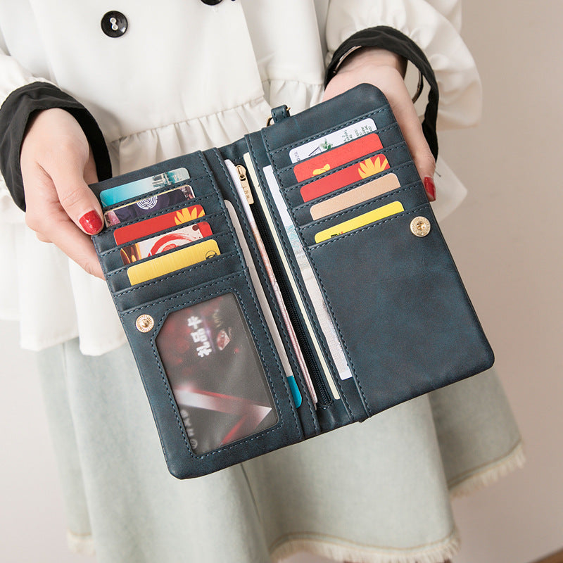 2021 new PU Ms. long purse female Korean retro Handbag Purse Hand bag one generation