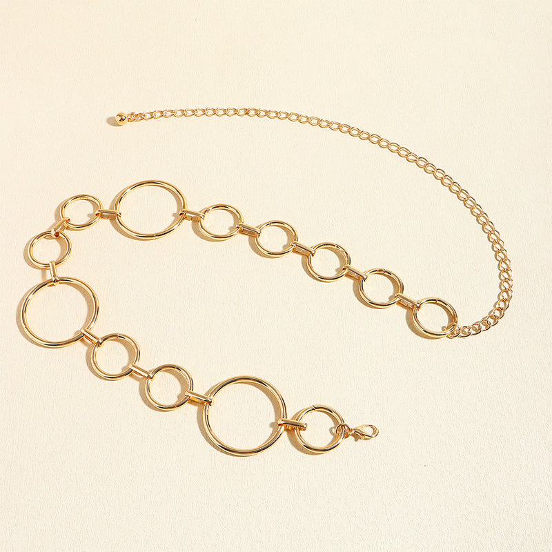 Simple Women's Waist Chain Metal Cutout Large Circle Sexy Body Chain