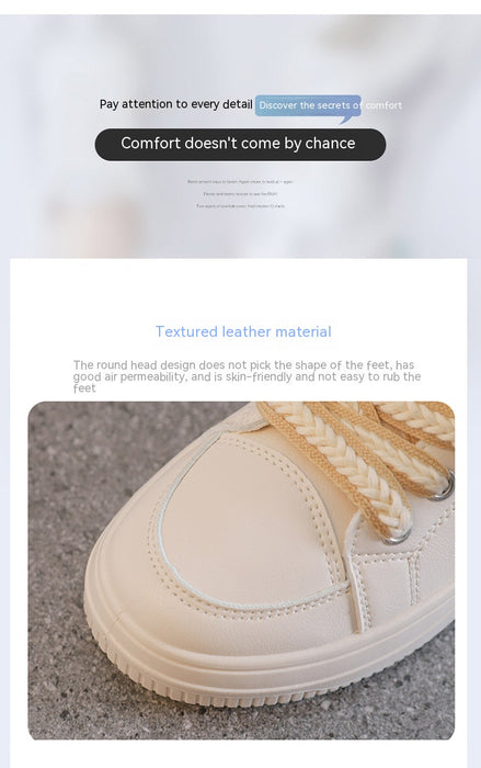 Student Versatile Casual Leather Women's Sports Platform Sneakers