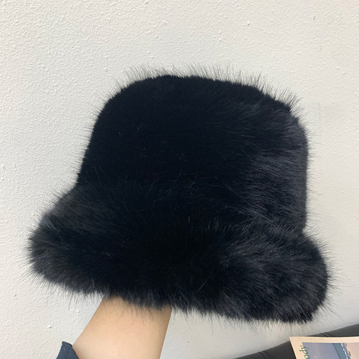 Plush Cold-proof Mink Fur Bucket Hat Warm