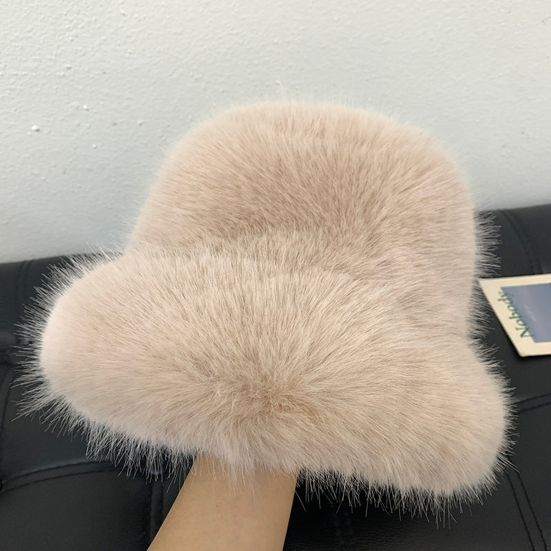 Plush Cold-proof Mink Fur Bucket Hat Warm