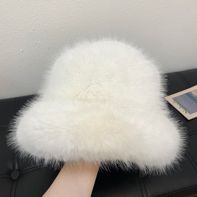 Plush Cold-proof Mink Fur Bucket Hat Warm