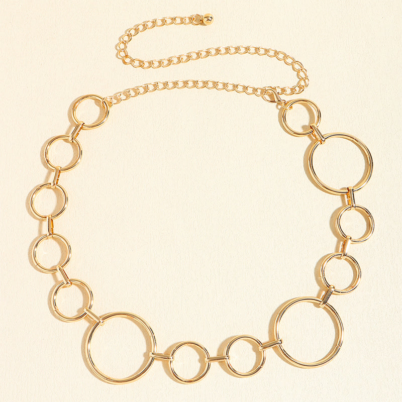 Simple Women's Waist Chain Metal Cutout Large Circle Sexy Body Chain