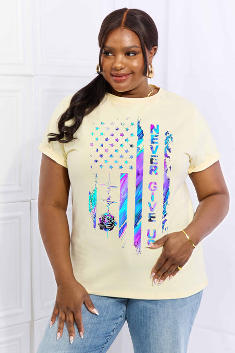 Simply Love Simply Love Full Size NEVER GIVE UP Graphic Cotton Tee