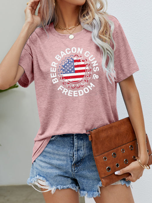 BEER BACON GUNS & FREEDOM US Flag Graphic Tee