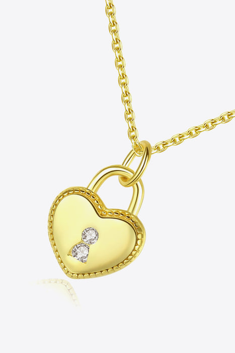 Heart Lock Pendant 925 Sterling Silver Necklace
