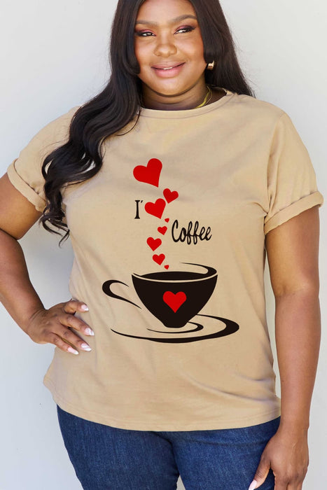 Simply Love Full Size I LOVE COFFEE Graphic Cotton Tee